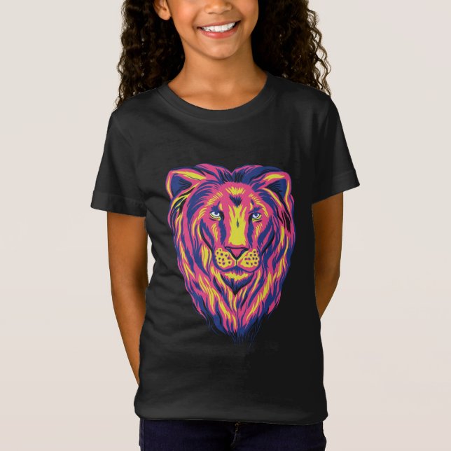 T-Shirt Illustration de visage de lion (Devant)