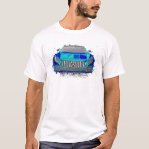 T-shirt Illustration de voiture de sport bleu en aquarelle