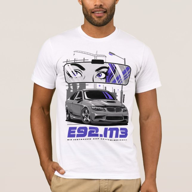 T-shirt Illustration de voiture de sport E92 M3 (Devant)