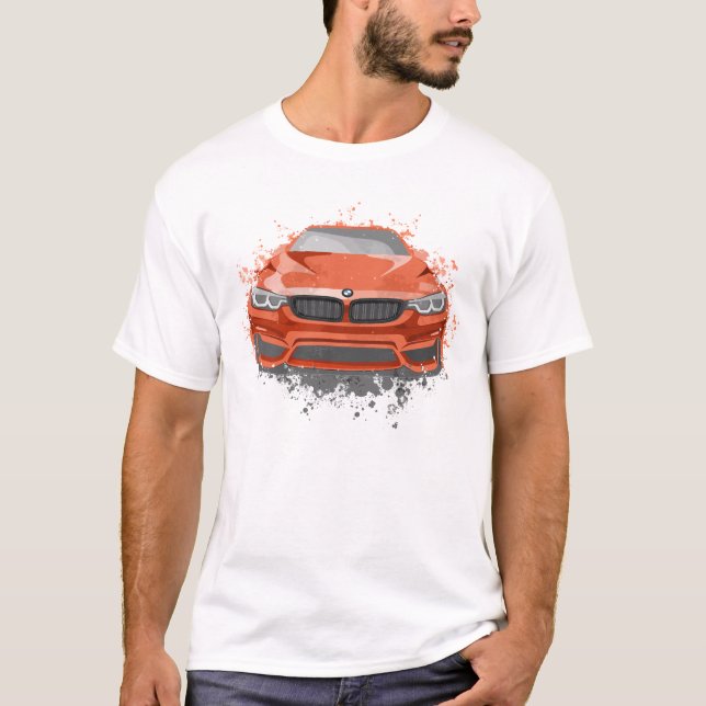 T-shirt Illustration de voiture de sport en couleur rouge (Devant)