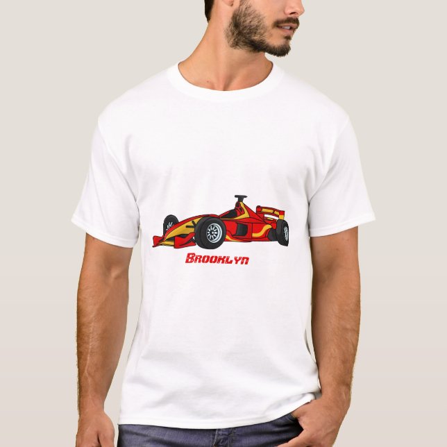 T-shirt Illustration de voitures de course à grande vitess (Devant)