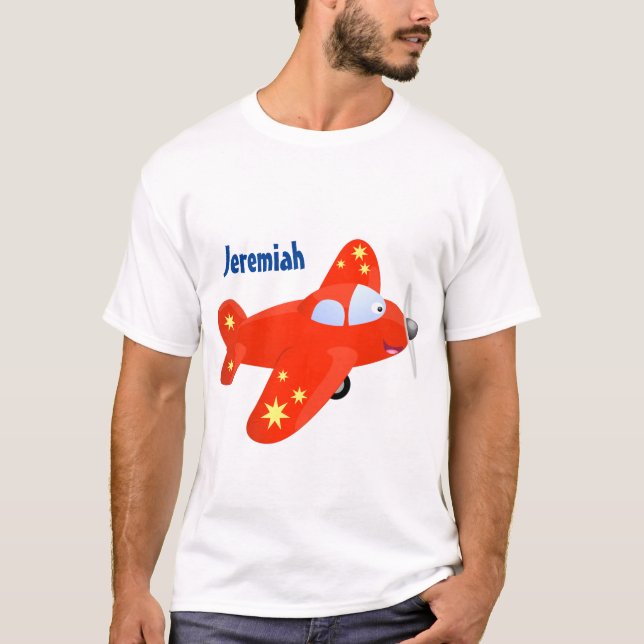 T-shirt Illustration de vol d'avion rouge mou (Devant)