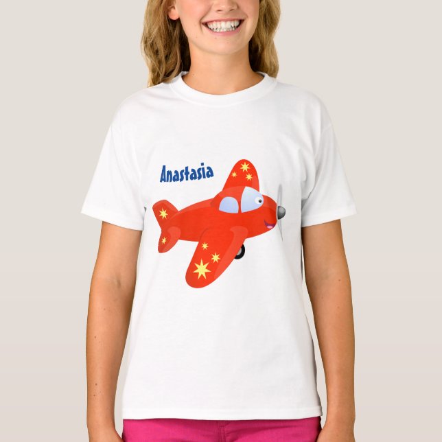 T-shirt Illustration de vol d'avion rouge mou (Devant)