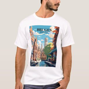 T-shirt Illustration de voyage à Bruges Belgique