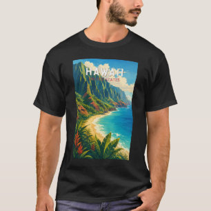T-shirt Illustration de voyage à Hawaii Art vintage
