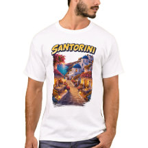 T-Shirt Illustration de Voyage à Santorin Grèce