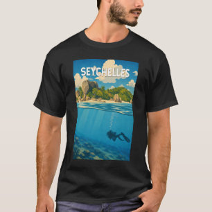 T-shirt Illustration de voyage aux Seychelles Art vintage