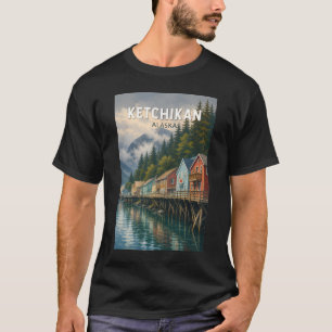 T-shirt Illustration de voyage d'art vintage de Ketchikan