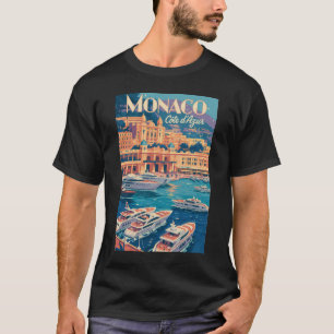 T-shirt Illustration de voyage d'art vintage de Monaco Cot