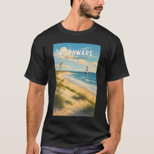 T-shirt Illustration de voyage d'art vintage du Delaware