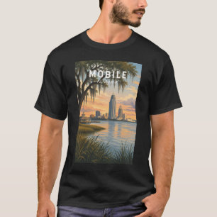 T-shirt Illustration de voyage d'art vintage Mobile Alabam