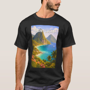 T-shirt Illustration de voyage de Sainte-Lucie Art vintage