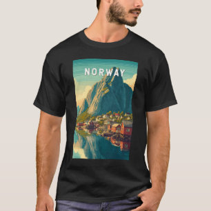 T-shirt Illustration de voyage Norvège Art vintage