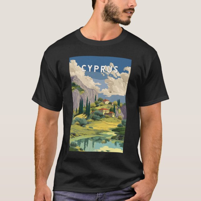 T-shirt Illustration de voyage vintage à Chypre (Devant)