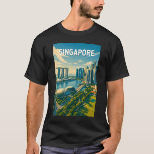 T-shirt Illustration de voyage vintage à Singapour