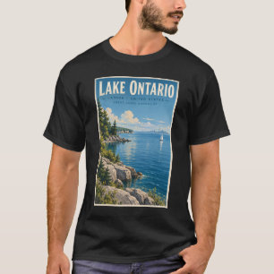 T-shirt Illustration de voyage vintage du lac Ontario