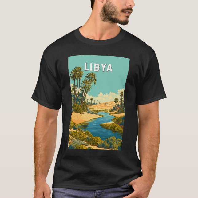 T-shirt Illustration de voyage vintage Libye (Devant)