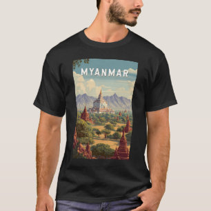 T-shirt Illustration de voyage vintage Myanmar