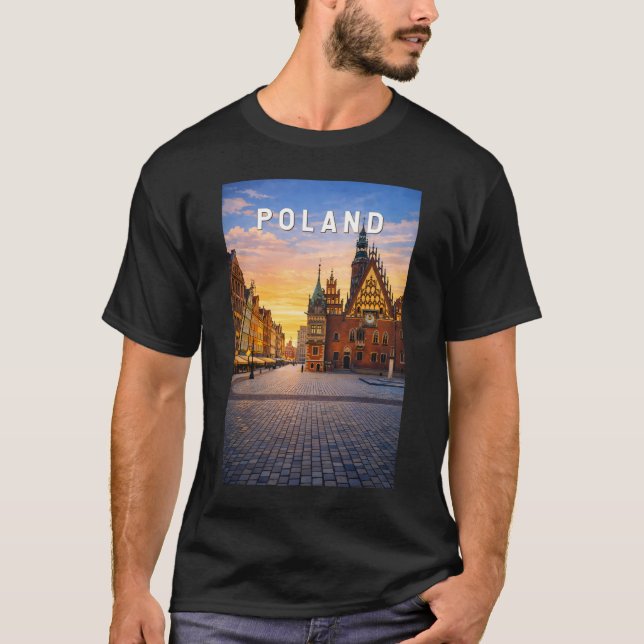 T-shirt Illustration de voyage vintage Pologne (Devant)