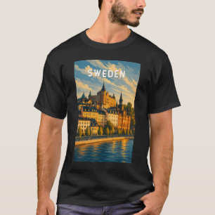 T-shirt Illustration de voyage vintage sur la Suède