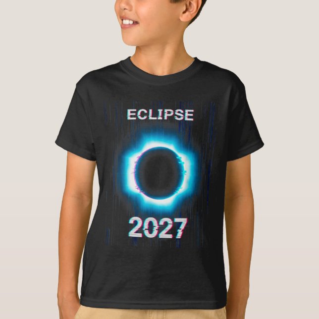 T-shirt Illustration d'éclipse solaire totale Glitch (Devant)