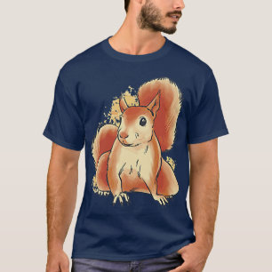 T-shirt Illustration D'Écureuil Mignonne Petit Animal Pour