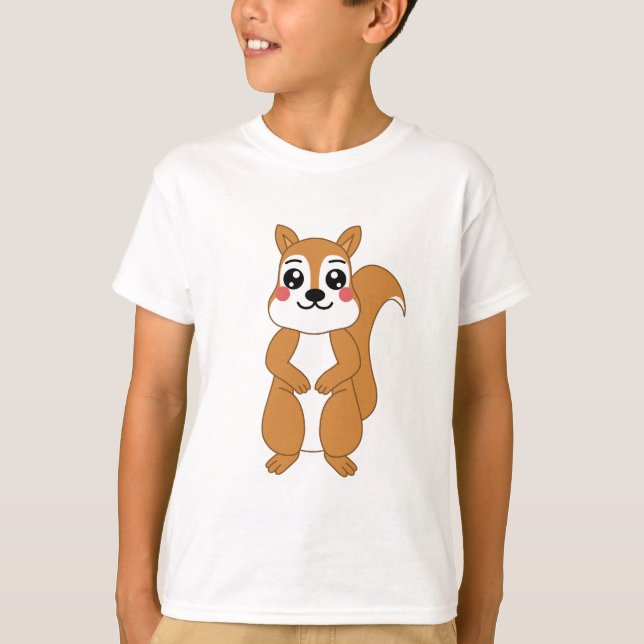 T-shirt Illustration d'écureuil orange de Cute Kawaii (Devant)