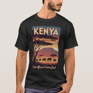 T-shirt Illustration d'éléphants kenyans Art de voyage vin