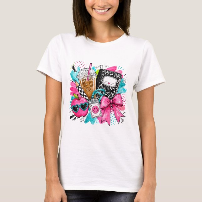 T-shirt Illustration d'enseignante coquette (Devant)