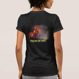 T-shirt Illustration des danseurs de lions chinois Firecra