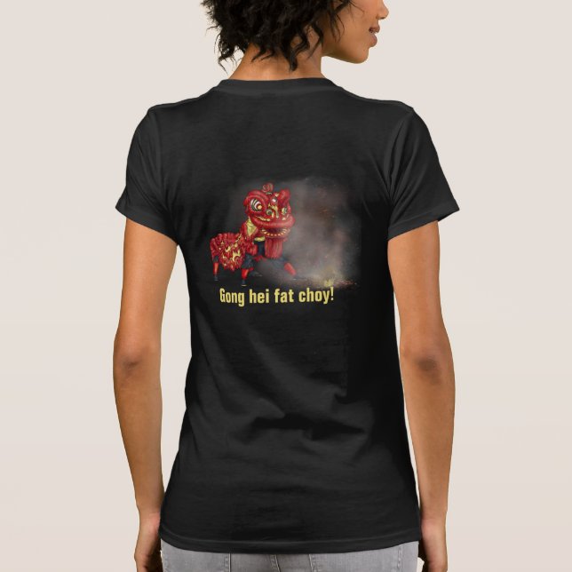 T-shirt Illustration des danseurs de lions chinois Firecra (Dos)