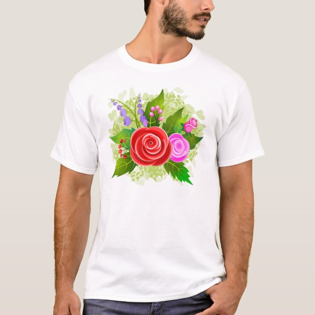 T-shirt Illustration des fleurs roses (Devant)