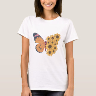 T-shirt Illustration des papillons et des tournesols