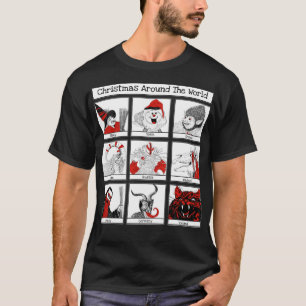 T-shirt Illustration des personnages de Noël dans le monde