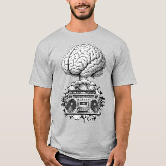 T-shirt Illustration d'explosion de cerveau de radiocasset