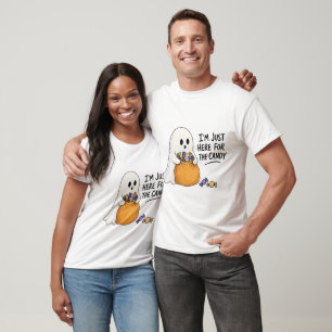 T-shirt Illustration d'Halloween Fantôme juste ici pour le
