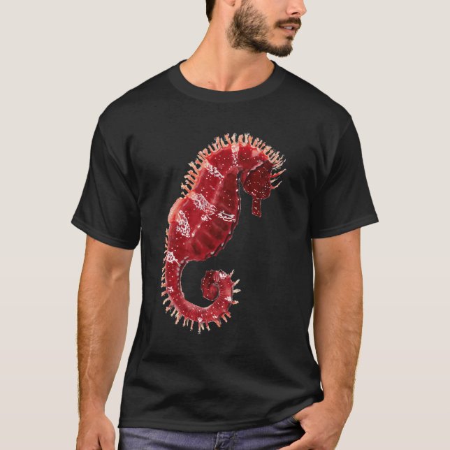T-shirt Illustration d'hippocampe rouge (Devant)