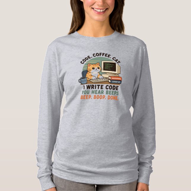 T-shirt Illustration d'humour de programmeur de chat de ca (Devant)