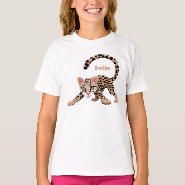 T-shirt Illustration d'ocelot mignon (Devant)
