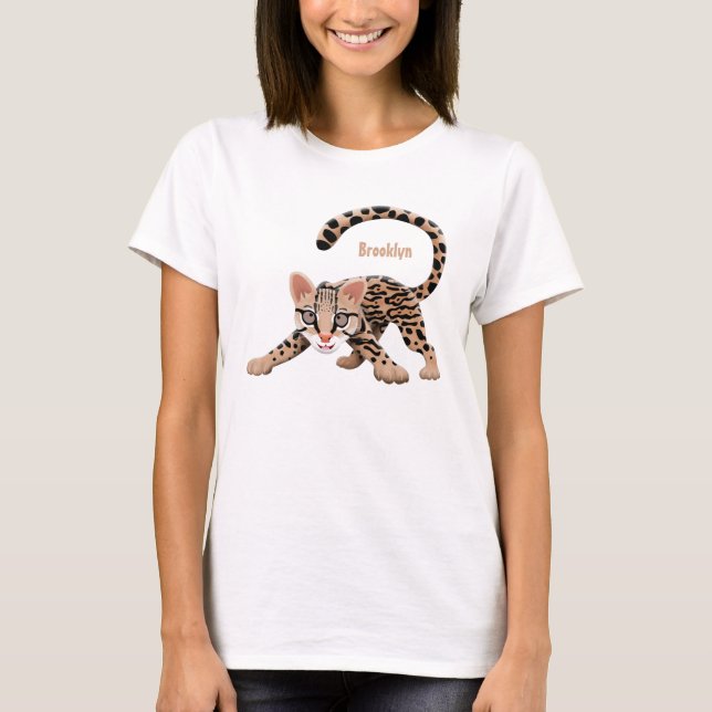 T-shirt Illustration d'ocelot mignon (Devant)
