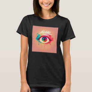 T-shirt Illustration d'œil arc-en-ciel mignon larmes color