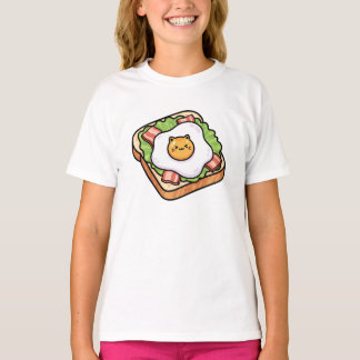 T-shirt Illustration d'œuf frit de chat mignon Kawaii sur