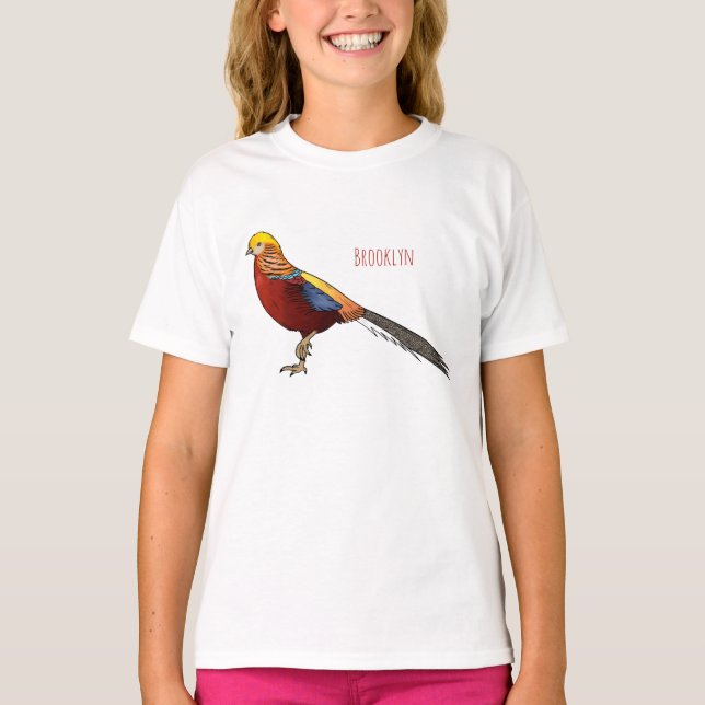 T-shirt Illustration d'oiseau de faisan doré (Devant)