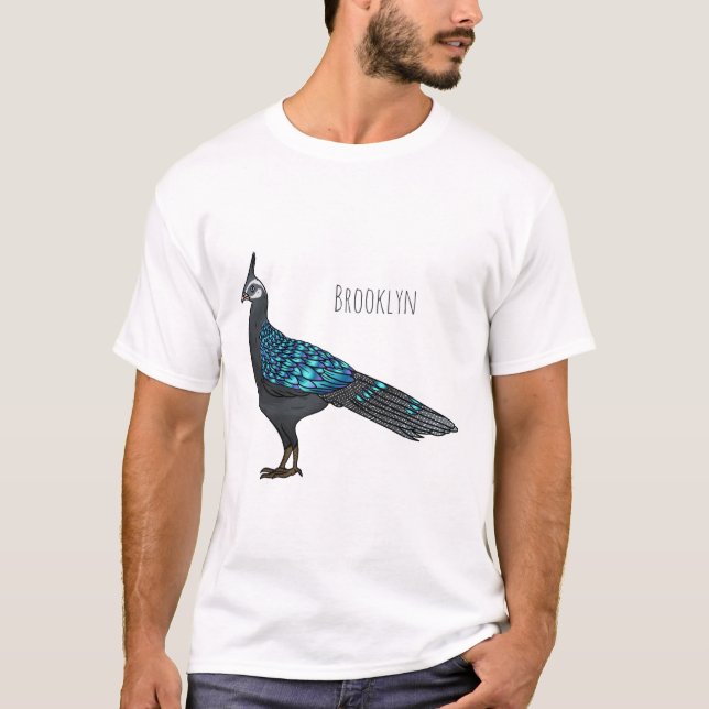 T-shirt Illustration d'oiseau de faisan paon de Palawan (Devant)
