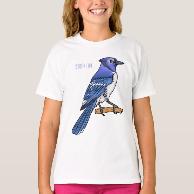 T-shirt Illustration d'oiseau de jay bleu (Devant)