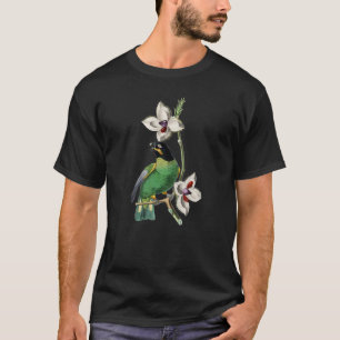 T-shirt Illustration d'oiseaux de perruches à anneau rose