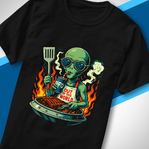T-shirt Illustration drôle d'Alien au barbecue Science-fic