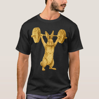 T-shirt Illustration drôle de lapin en haltérophilie