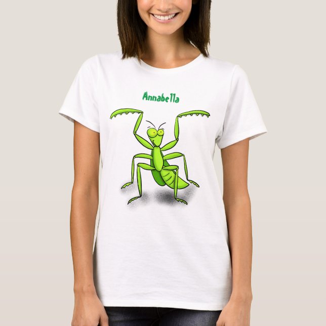 T-shirt Illustration drôle de mante verte en prière (Devant)