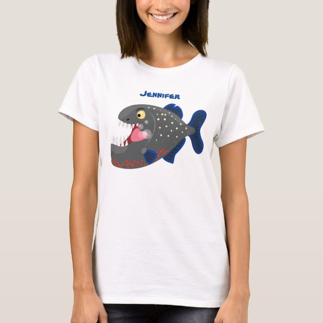 T-shirt Illustration drôle de piranha affamée (Devant)